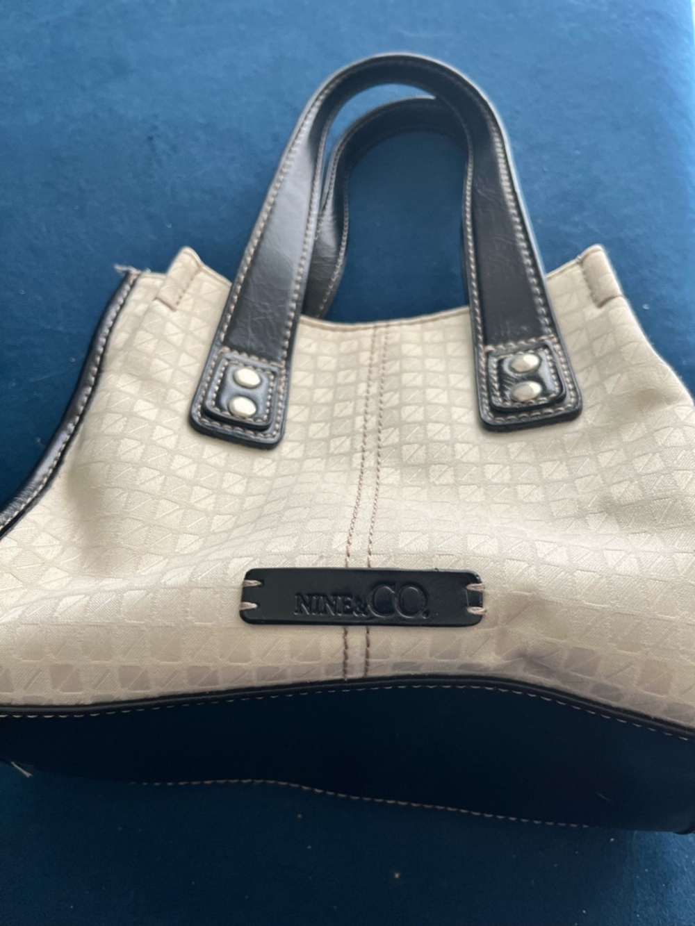 Nine & Co. Beige Tote with Dark Brown Trim